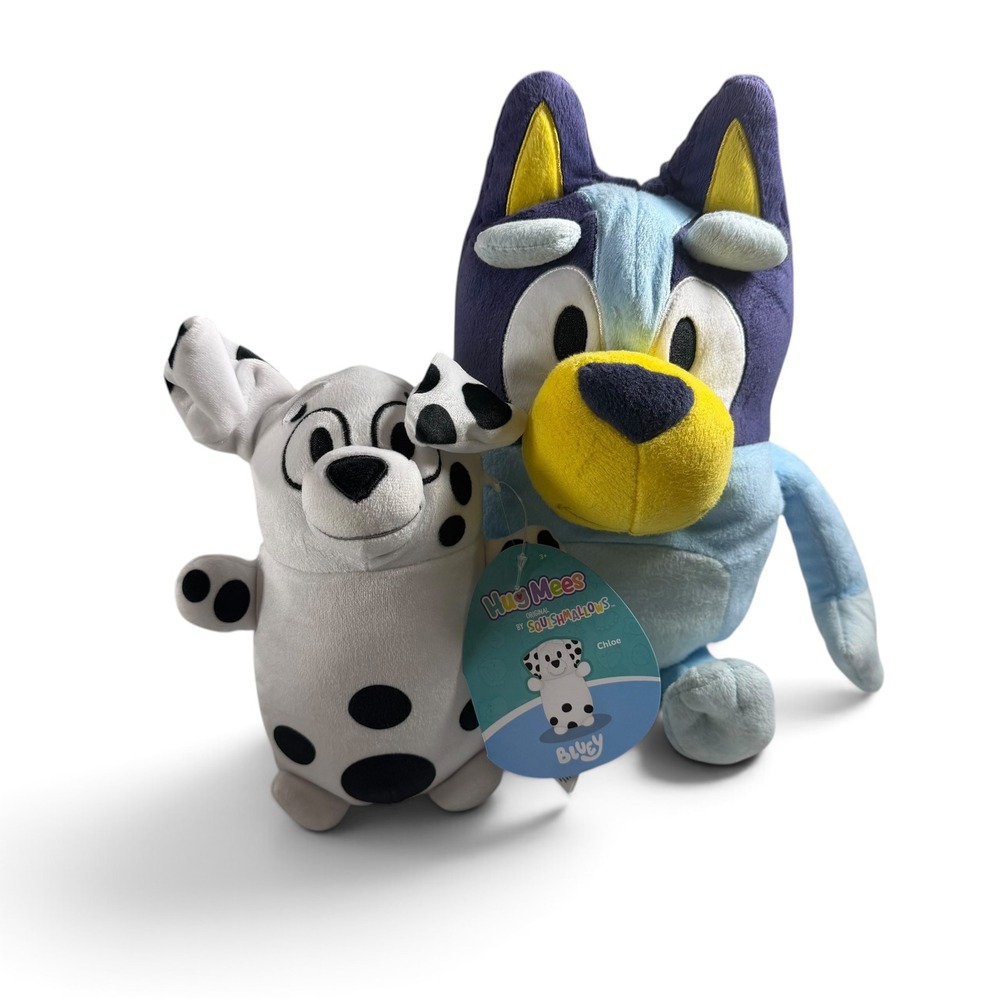 Bluey Talking Musical Plush and Squishmallows HugMees Chloe Dalmatian Set